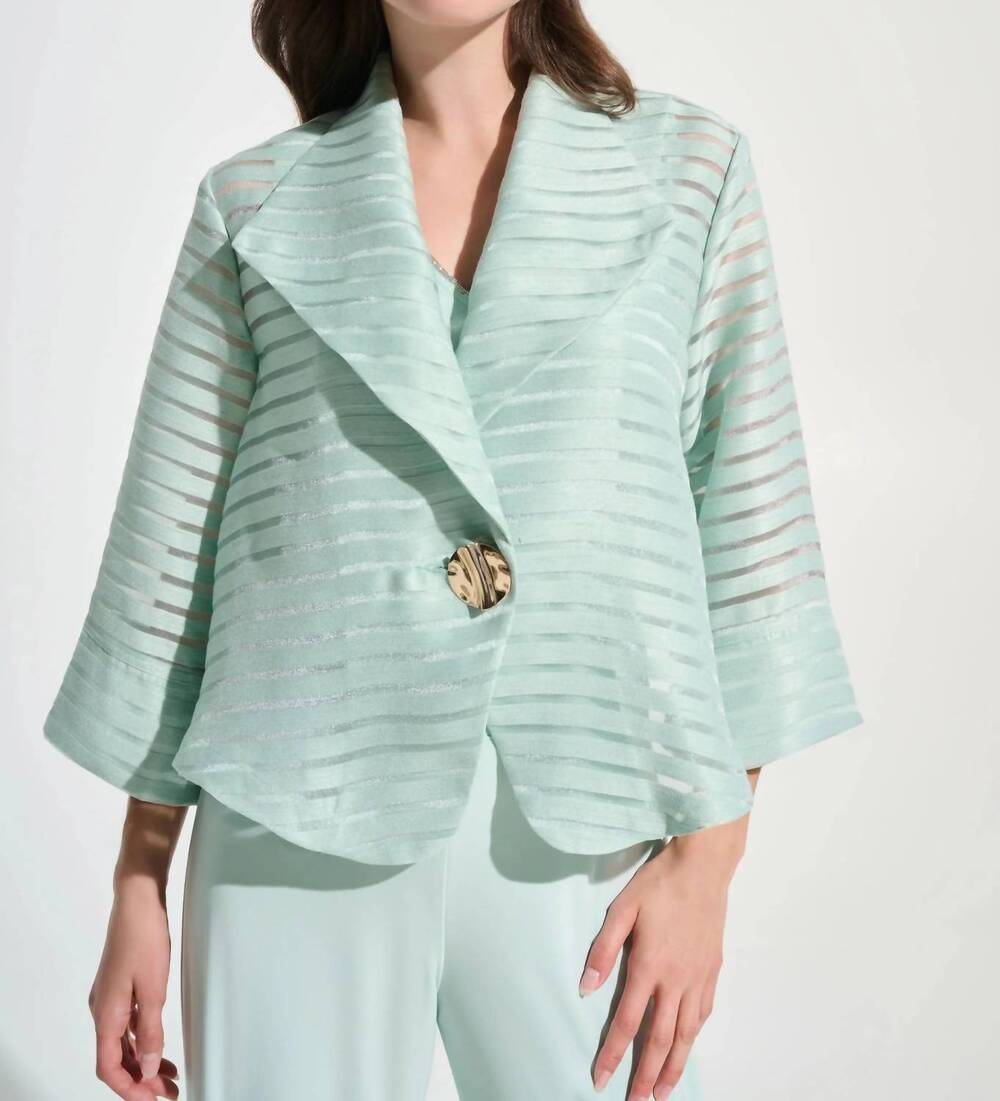 NEW JOSEPH RIBKOFF shadow stripe lapel swing jacket in pistachio